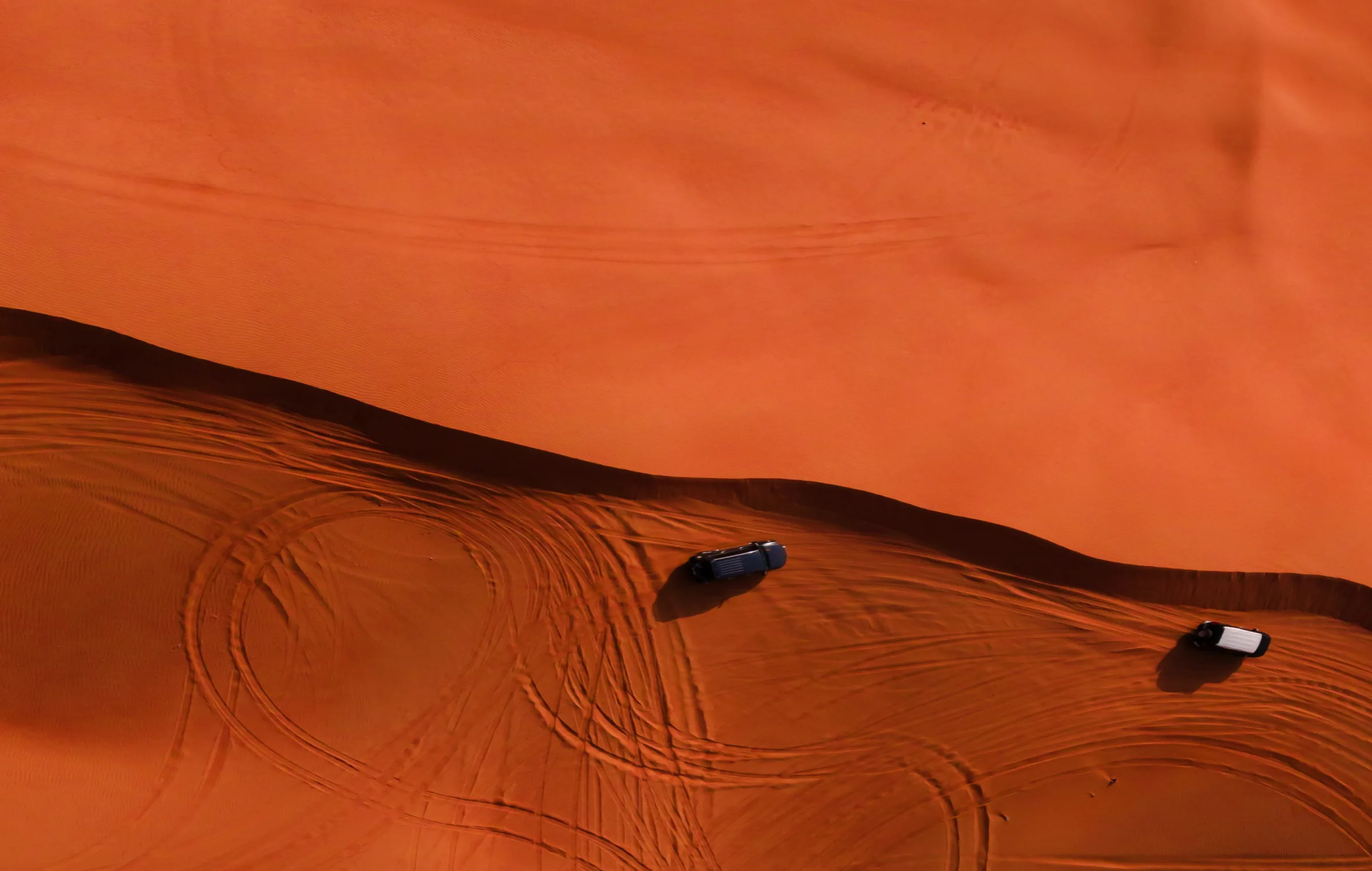 Orange mineral landscape seen from above