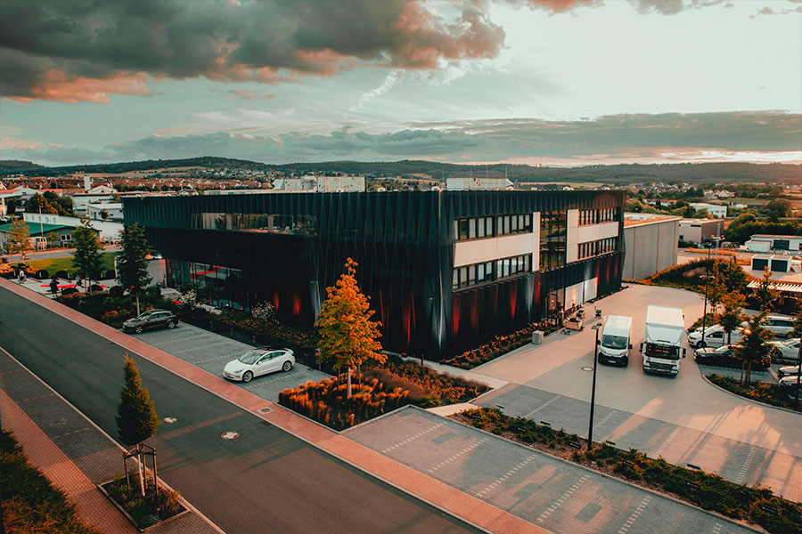 Modern company headquarters building